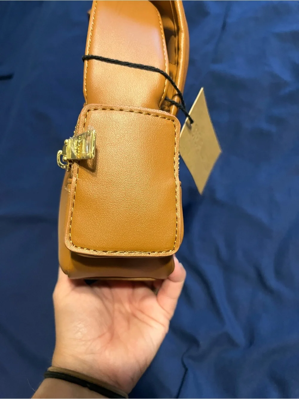 Steve Madden Cognac Leatherette Bag with Gold Hardware